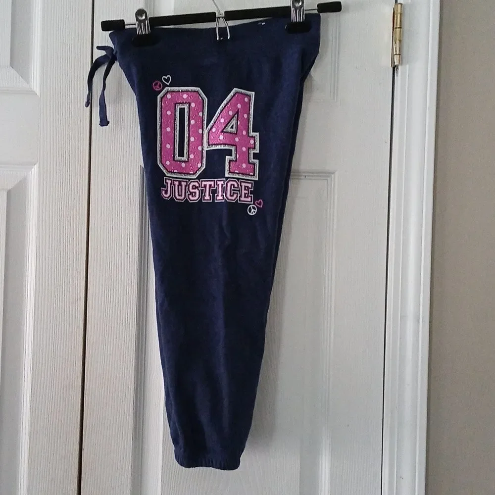 Justice navy purple sweatpants capris  Sz 10 NWOT